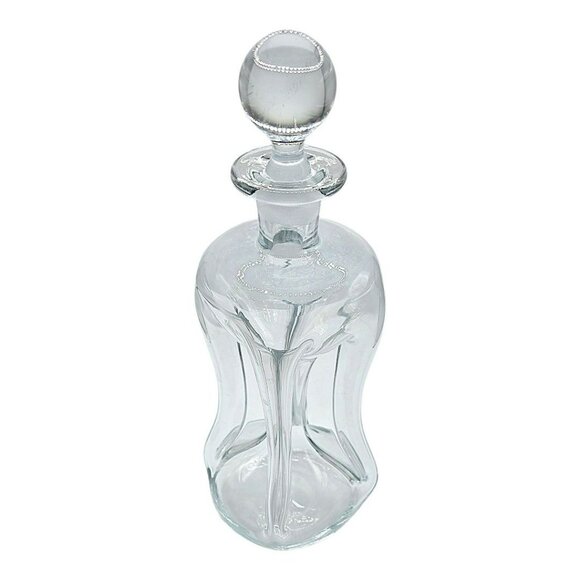 VTG Holmegaard Kluk Alcohol Decanter Danish Stopper Pinch Art Glass Blue Tint - Picture 8 of 15